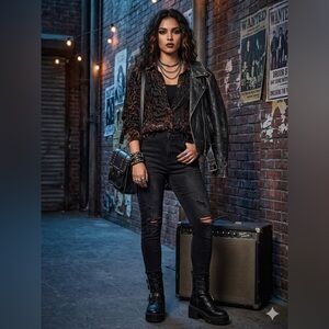 Leopard velvety top long sleeve